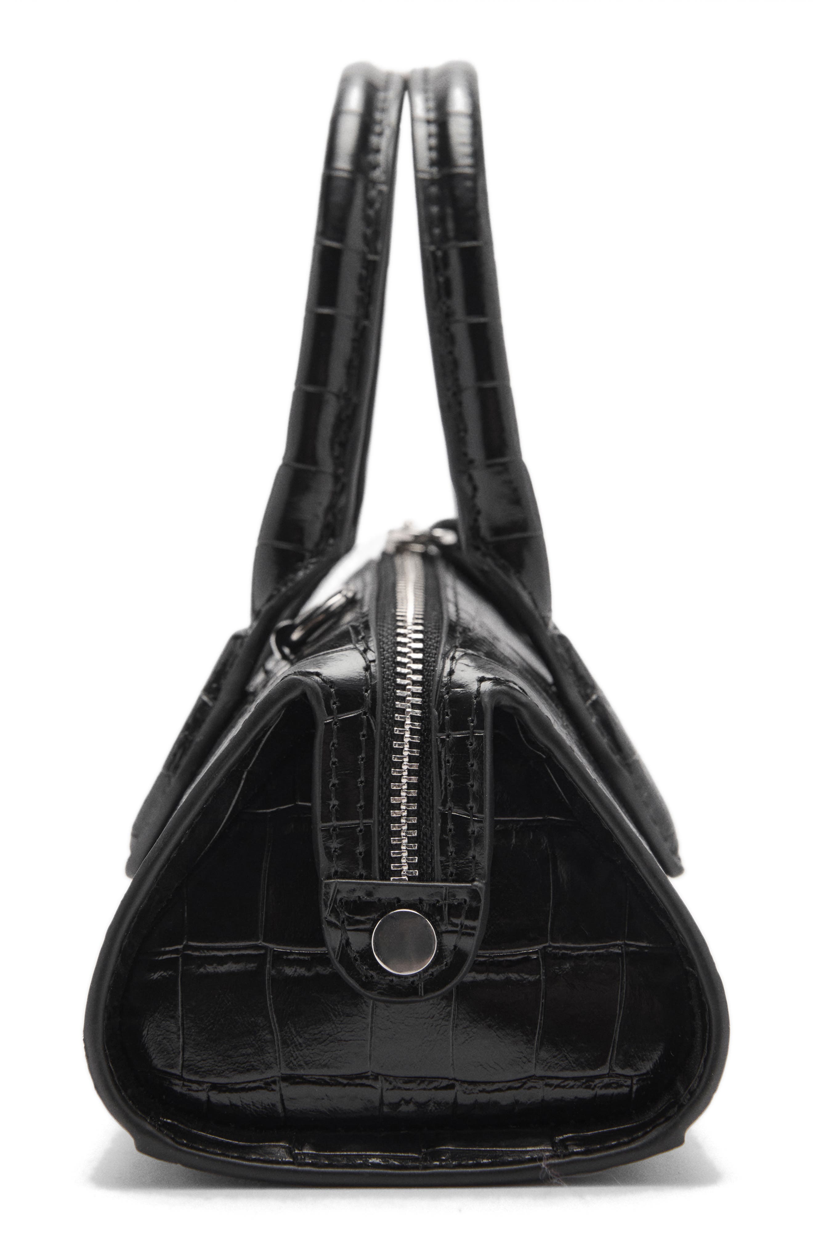 MANGO Croc Embossed Faux Leather Satchel, Alternate, color, 