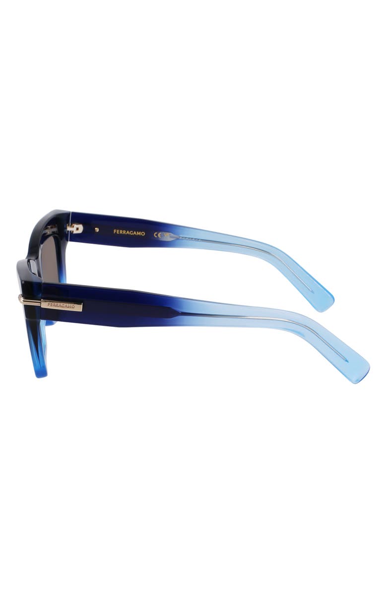 FERRAGAMO Prisma 52mm Modified Rectangular Sunglasses, Alternate, color, Gradient Dark Blue Transparent