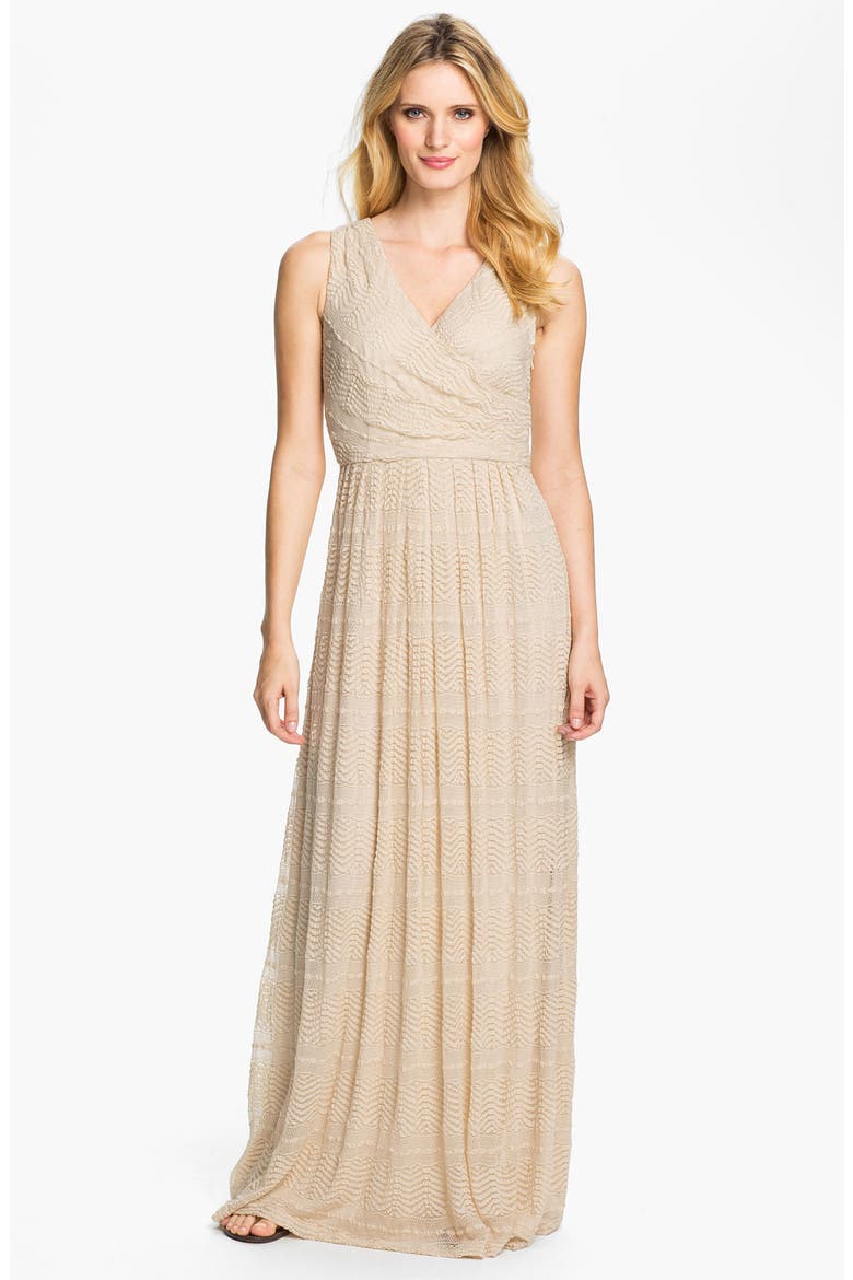 Textured Front Pleat Surplice Maxi Dress, Main, color, IVORY