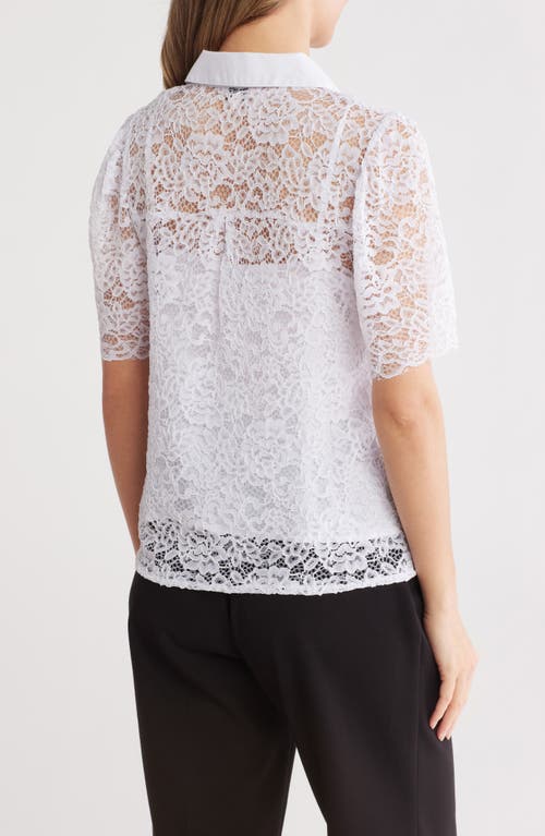 Nanette Lepore Lace Short Sleeve Button-up Shirt