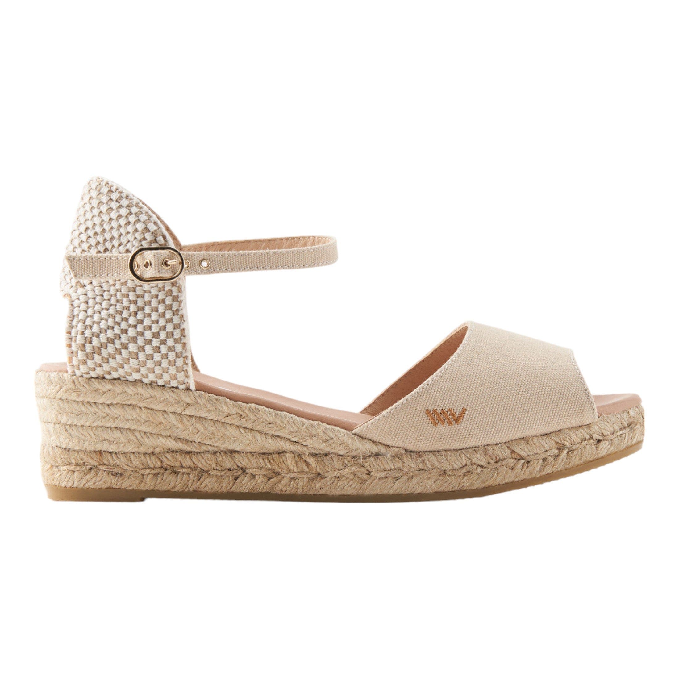 VISCATA Cavall Canvas Espadrille Sandal Wedges, Main, color, Beige