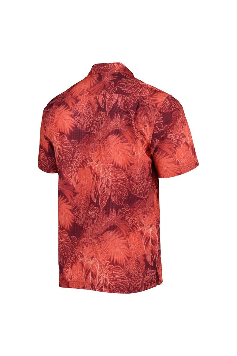 Men's Tommy Bahama Crimson Alabama Crimson Tide Coast Luminescent Fronds IslandZone Button-Up Camp Shirt, Alternate, color, Crimson