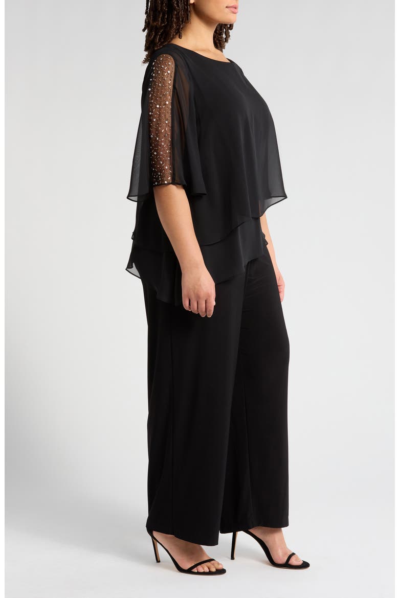 Sequin Detail Tiered Jumpsuit, Alternate, color, BLACK