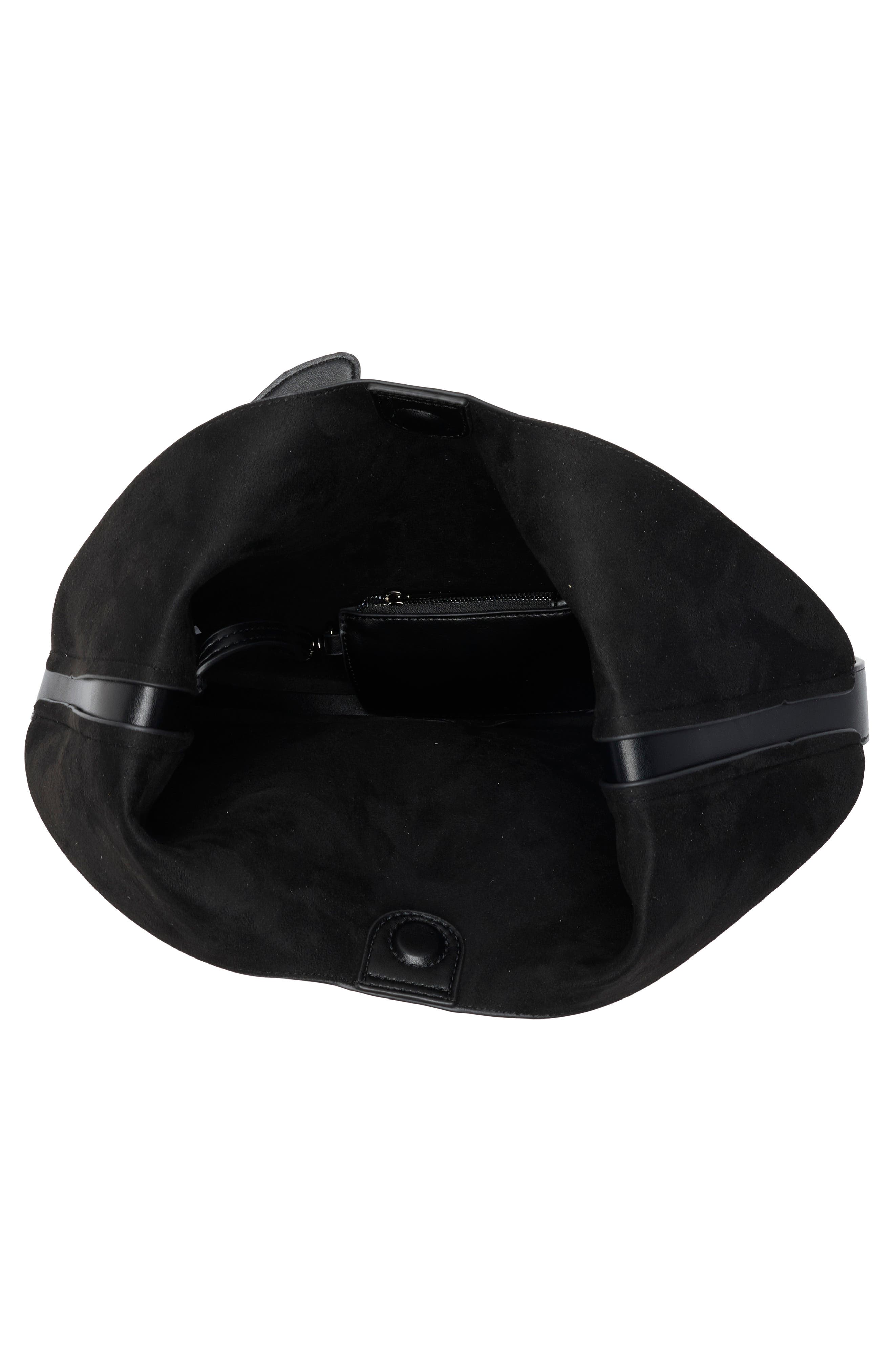 Faux Leather Hobo Bag, Alternate, color, BLACK