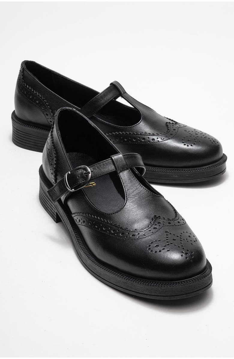 Forever & Always Shoes Janney Leather Strap Loafers, Alternate, color, Black Leather