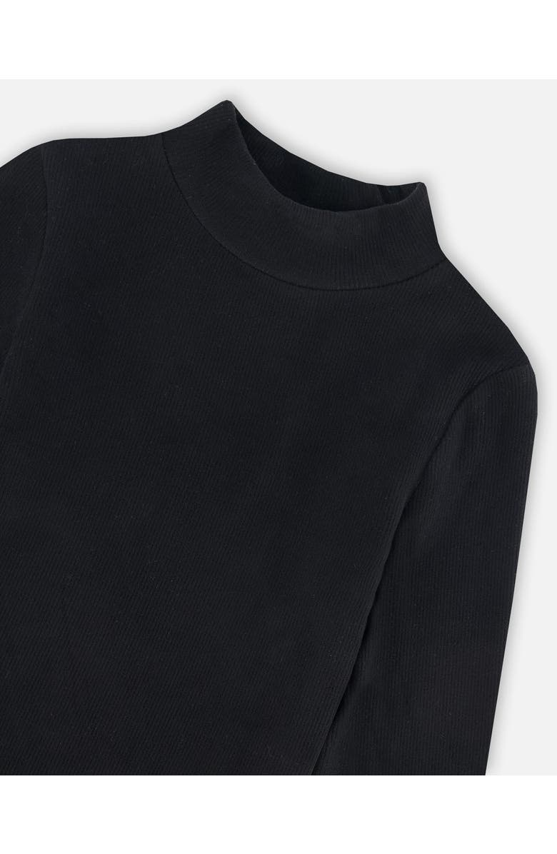 Deux par Deux Girl's Super Soft Brushed Mock Neck Top Black, Alternate, color, 