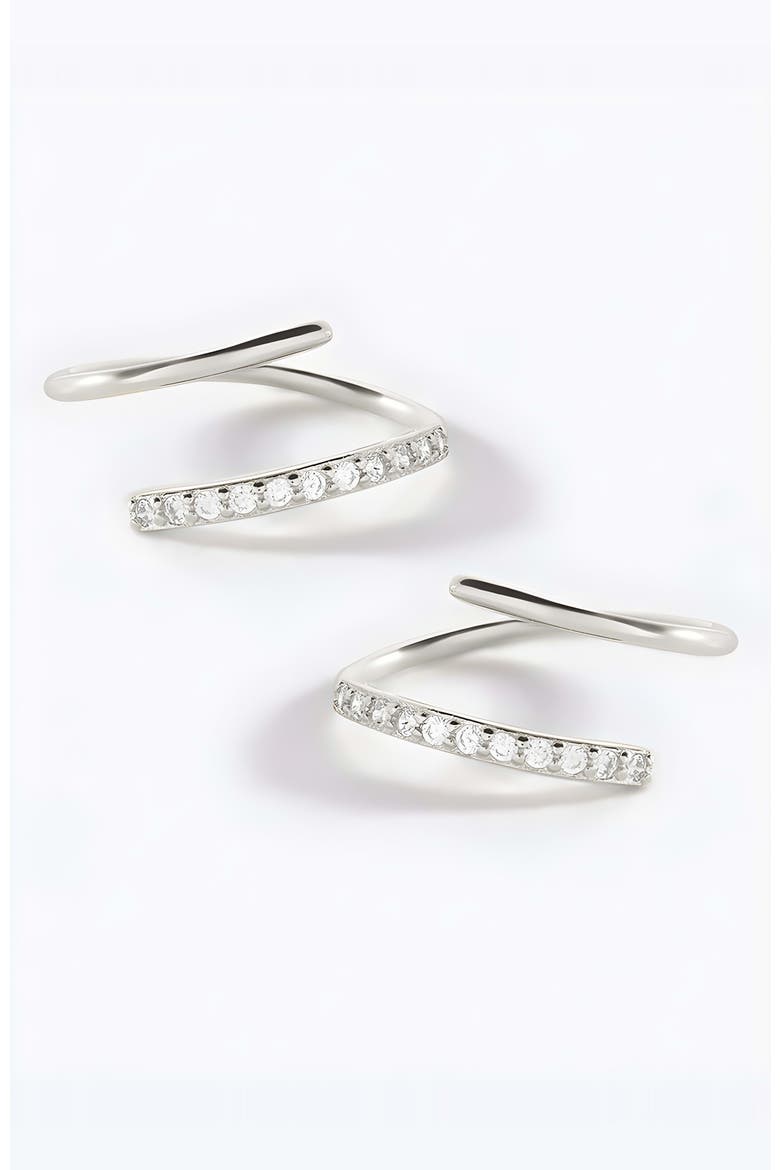 Double Loop Huggie Hoop Earrings, Alternate, color, Silver