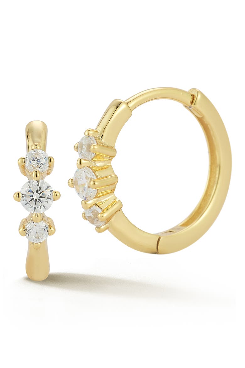 Cubic Zirconia Huggie Hoop Earrings, Main, color, GOLD