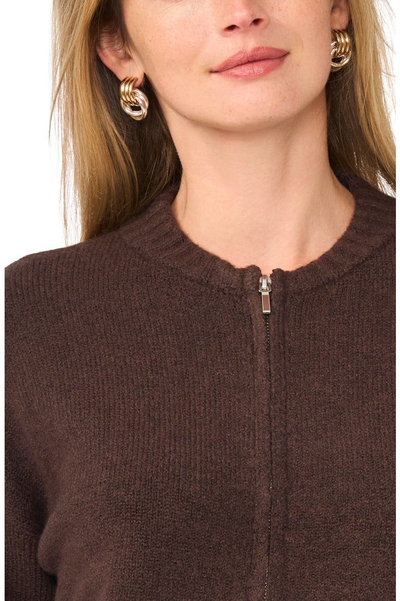 Zip Knit Sweater, Alternate, color, CALL ME CHOCOLATE