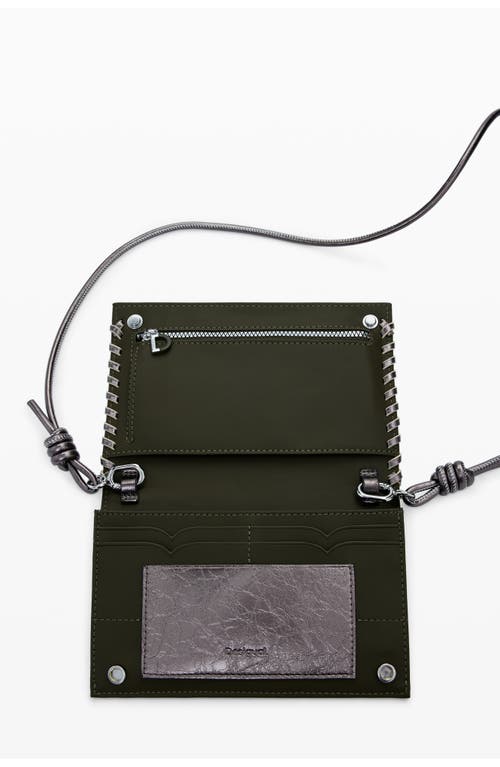 Desigual Metallic Faux Leather Crossbody Bag In Silver