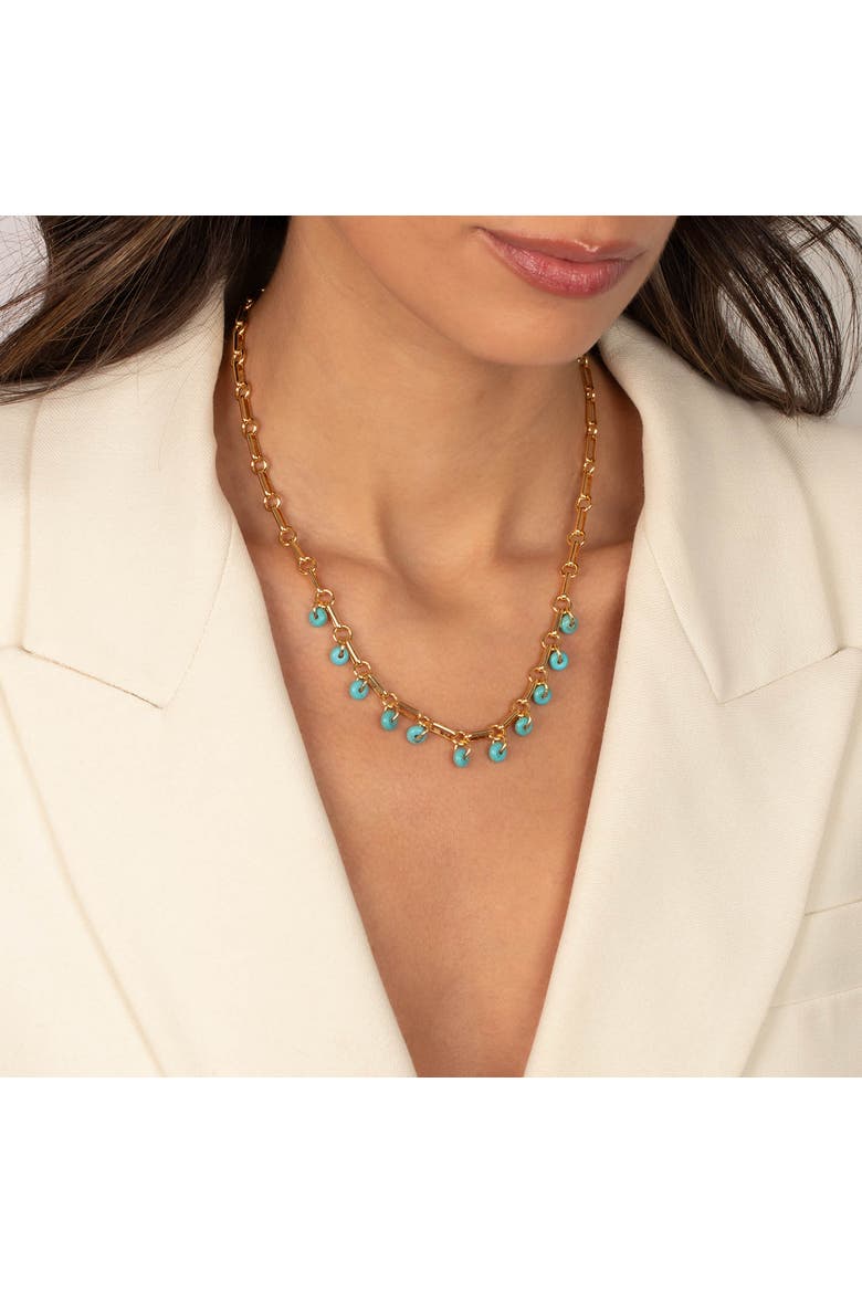 Turquoise Bead Dangle Link Necklace, Alternate, color, Turquoise