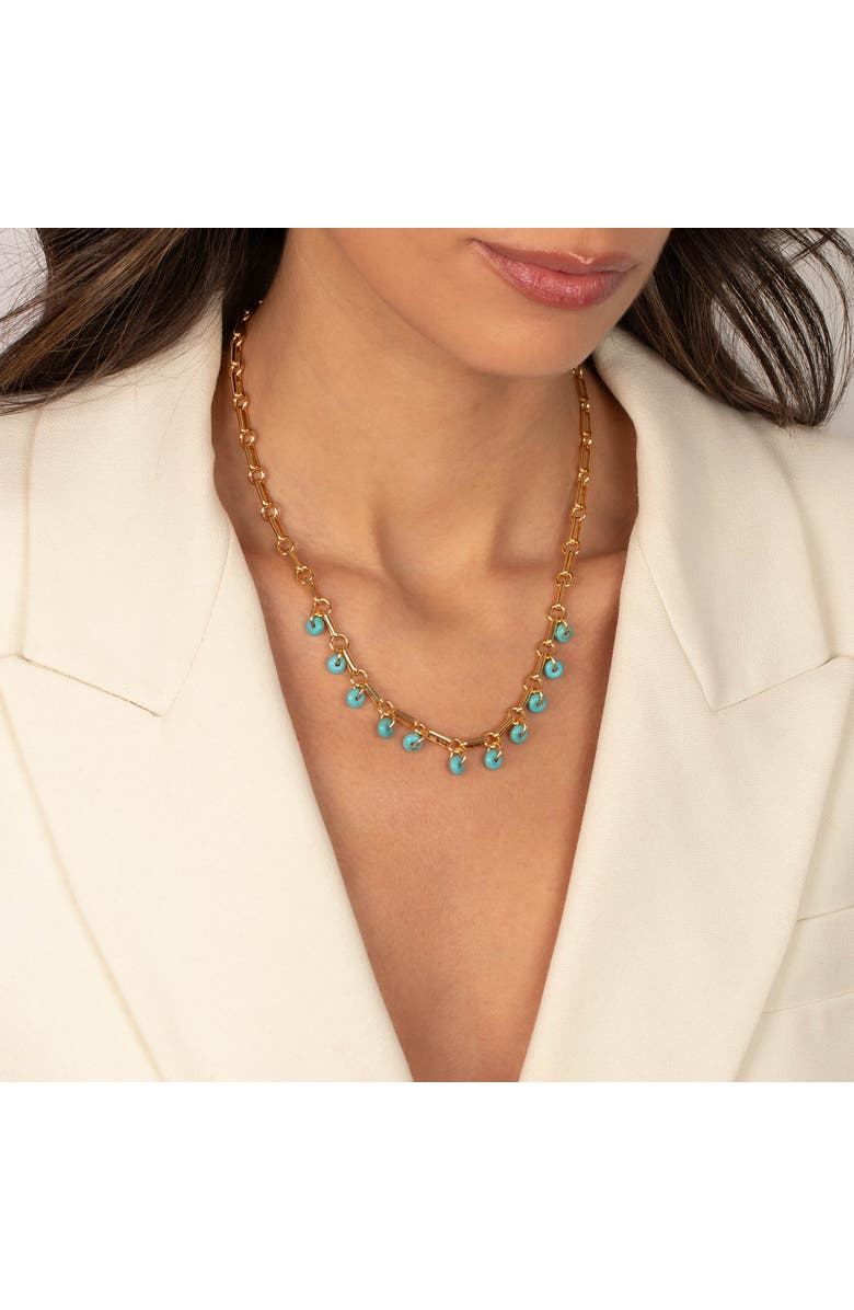 BY ADINA EDEN Turquoise Bead Dangle Link Necklace, Alternate, color, Turquoise