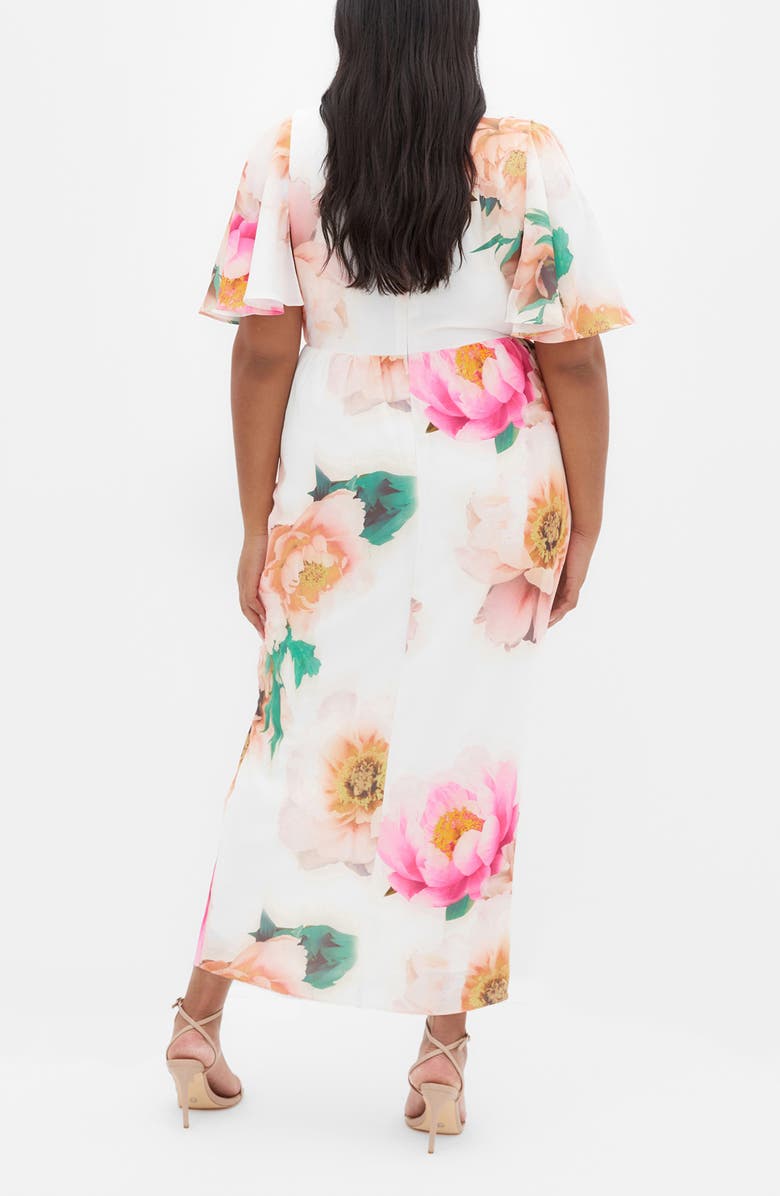 City Chic Braelynn Print Faux Wrap Maxi Dress, Alternate, color, Garden Party