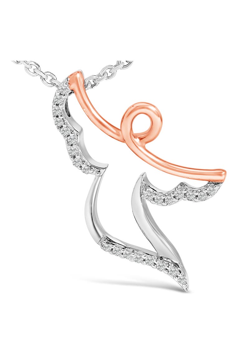 14K Rose Gold Plated Sterling Silver 1/10 Cttw Diamond Angel Pendant Necklace, Alternate, color, White Gold over Silver