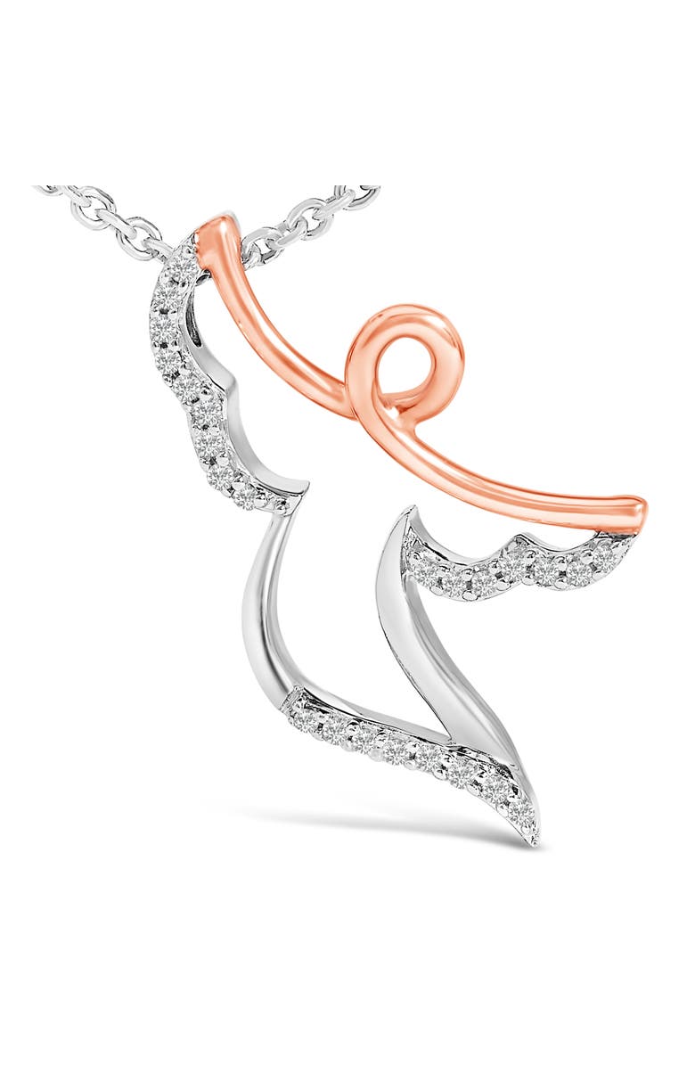 Haus of Brilliance 14K Rose Gold Plated Sterling Silver 1/10 Cttw Diamond Angel Pendant Necklace, Alternate, color, White Gold Over Silver