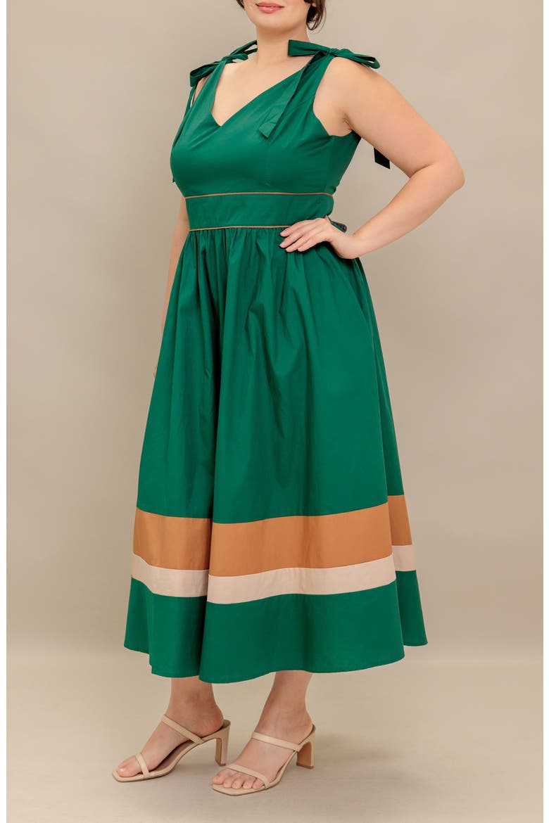 Stripe Hem Tie Strap Cotton Maxi Dress, Alternate, color, GREEN TAUPE