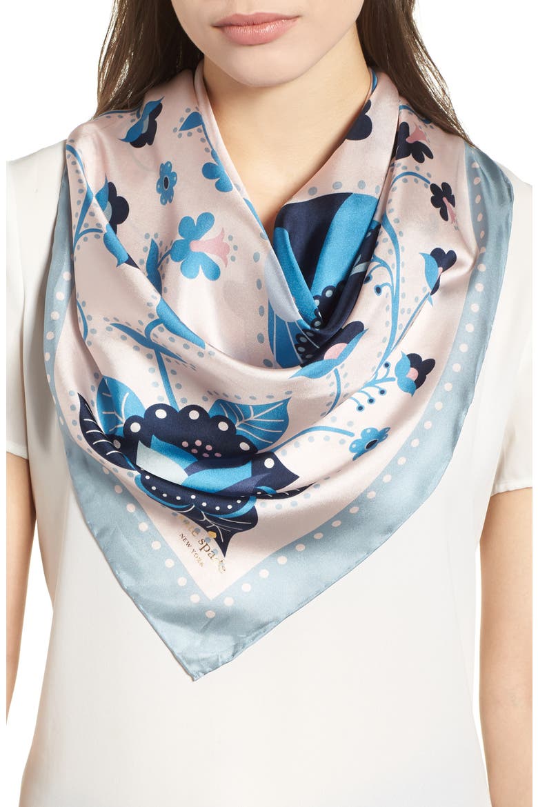 raccoon silk square scarf, Main, color, ROSE DEW