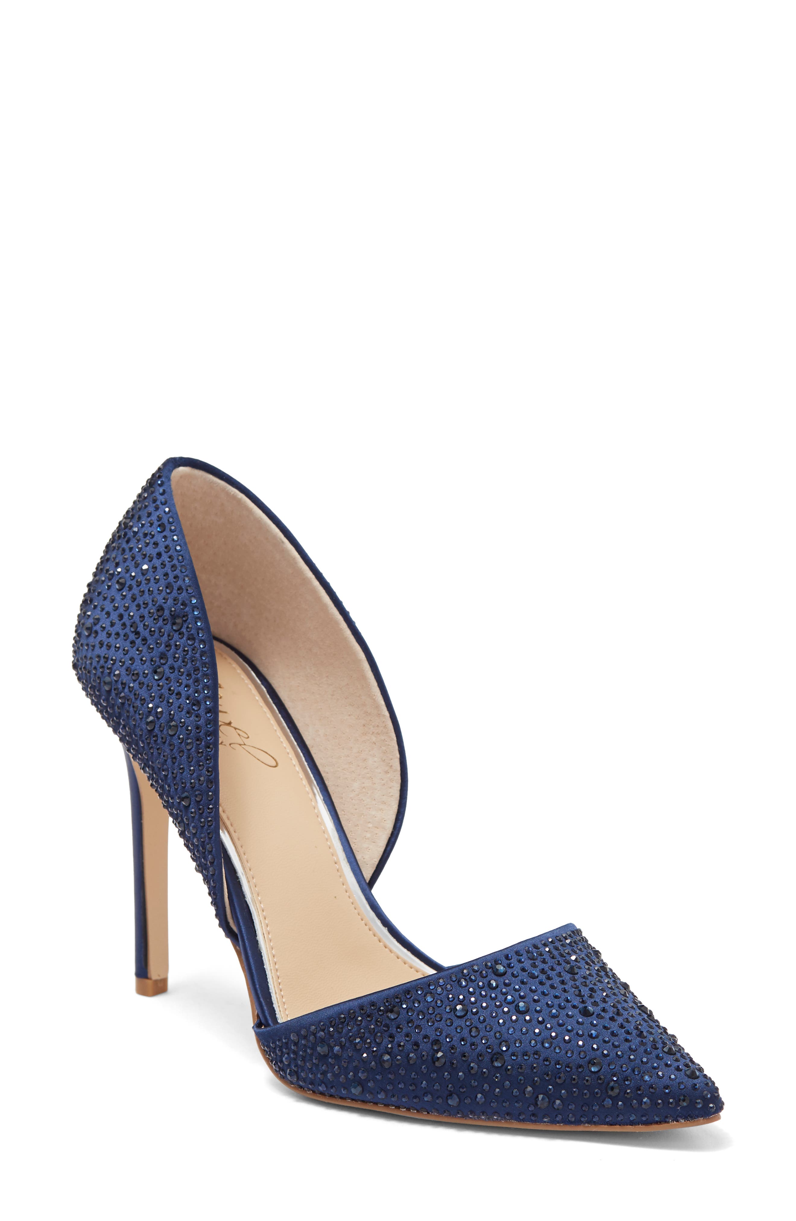 Justise Embellished Satin d'Orsay Pump, Main, color, NVYSAT