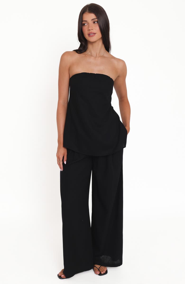 Petal & Pup Rosemarie Strapless Longline Linen Blend Top, Alternate, color, Black