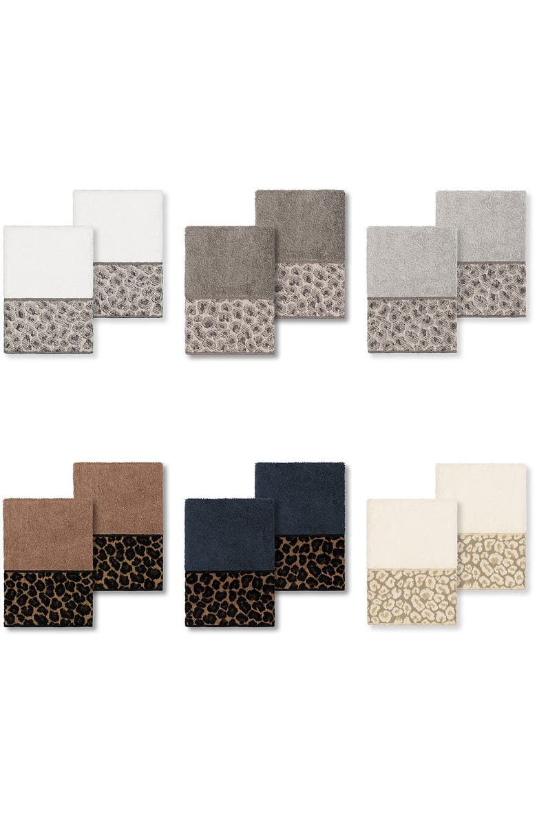 Linum Home Textiles Spots Embellished Washcloth - Set of 2 - Light Grey, Alternate, color, Light Grey