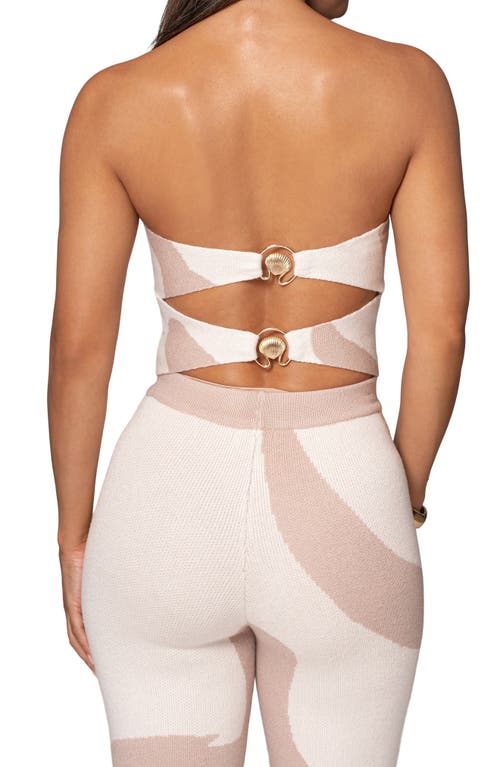 Jluxlabel Tropic Oasis Strapless Knit Top In Beige
