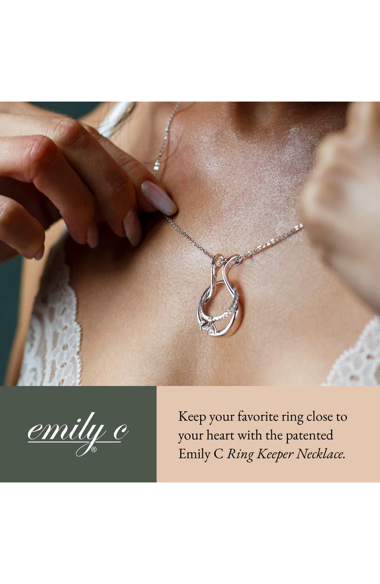 Emily C Bezel Ring Holder Necklace, Sterling Silver Wedding Ring Keeper, Necklace Jewelry, Gender Inclusive, Alternate, color, Silver