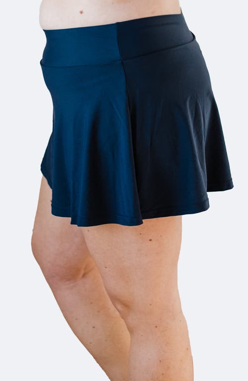 Calypsa Plus Size Flowy Swim Skirt With Shorts In Blue