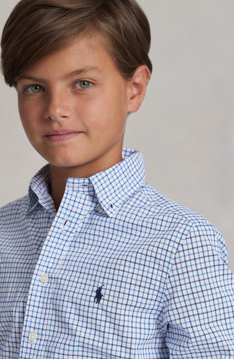 Polo Ralph Lauren Kids' Tattersall Cotton Button-Down Shirt, Alternate, color, Blue Multi