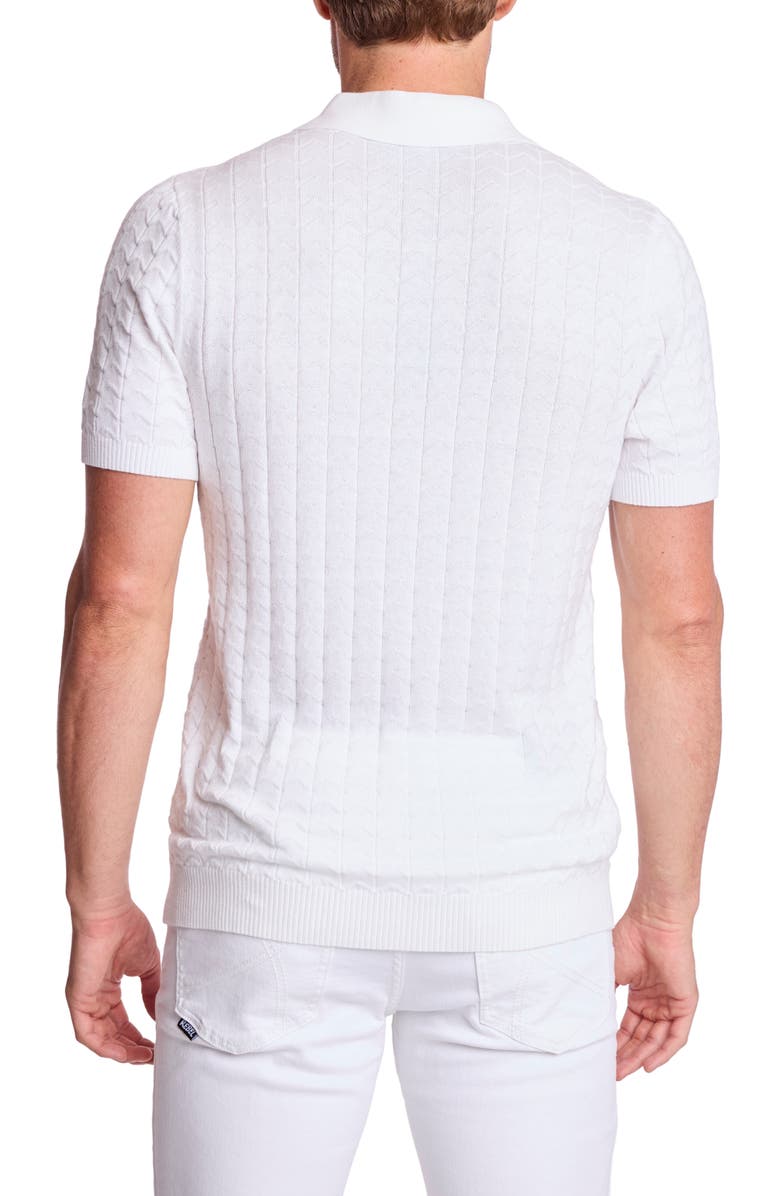 PAISLEY & GRAY Zigzag Knit Polo, Alternate, color, White Lotus