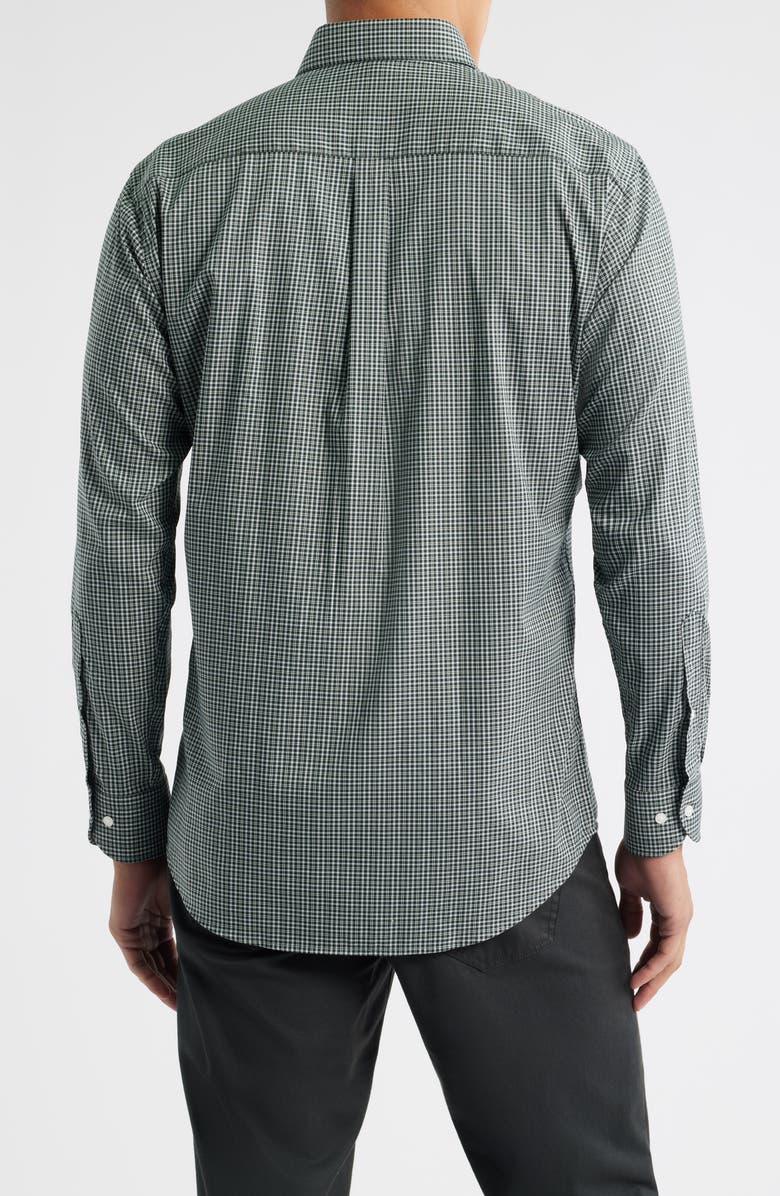 Peter Millar Stowe Crown Lite Check Performance Twill Button-Down Shirt, Alternate, color, Deep Verdant