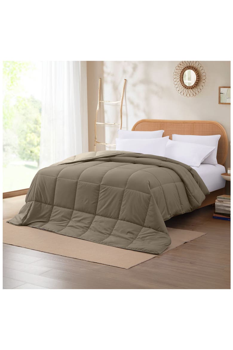 Down Alternative Reversible Comforter, Alternate, color, STONE/CHAMPAGNE