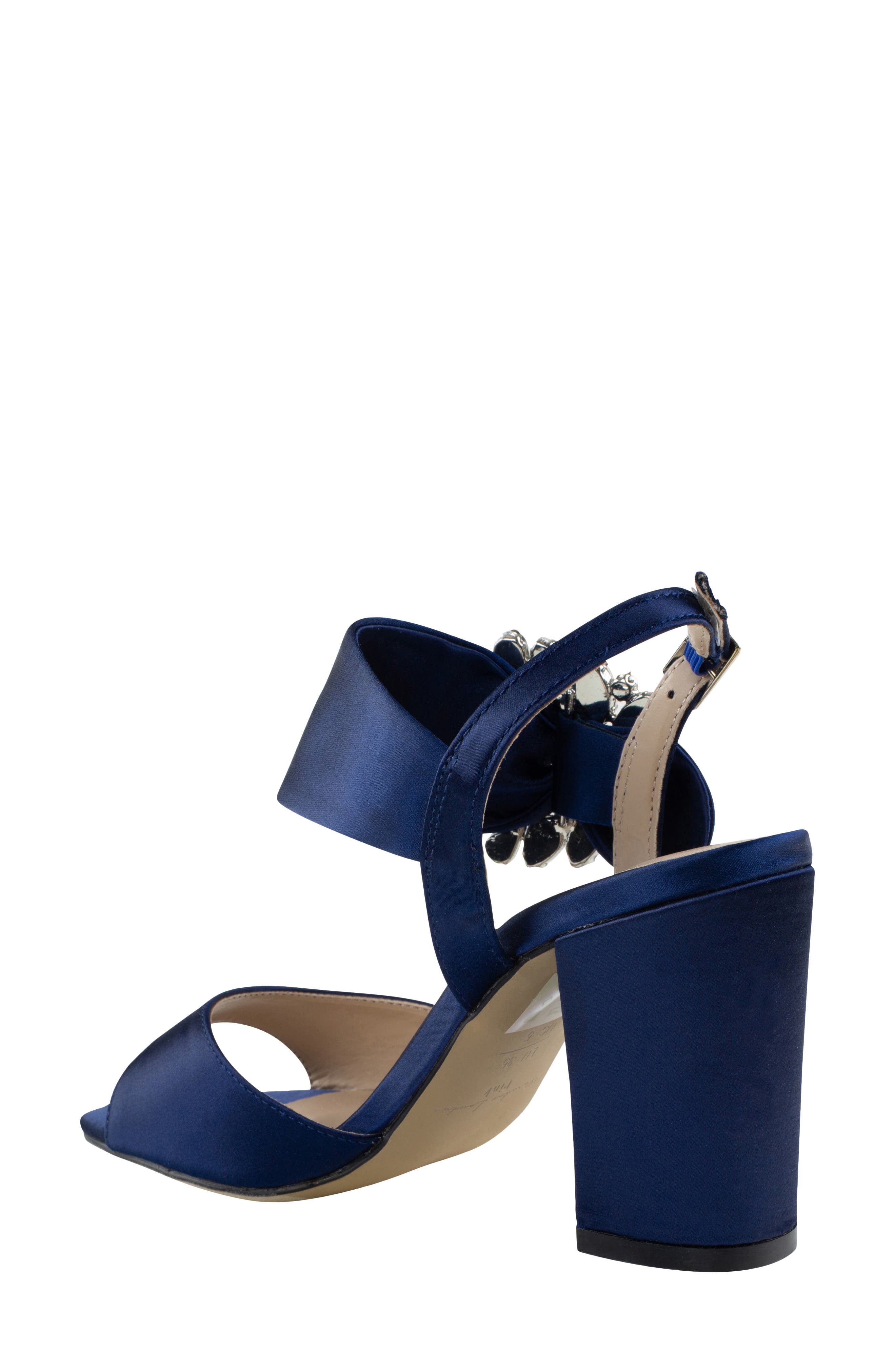 Manhattan Embellished Sandal, Alternate, color, NAVY SATIN
