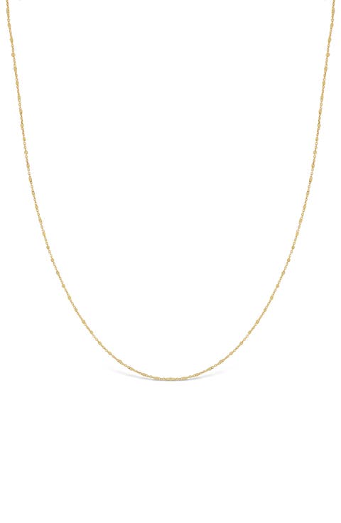 14K Gold Beaded Chain Necklace