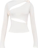 Mistress Rocks Floral Appliqué Cutout Long Sleeve Top