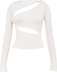 Mistress Rocks Floral Appliqué Cutout Long Sleeve Top
