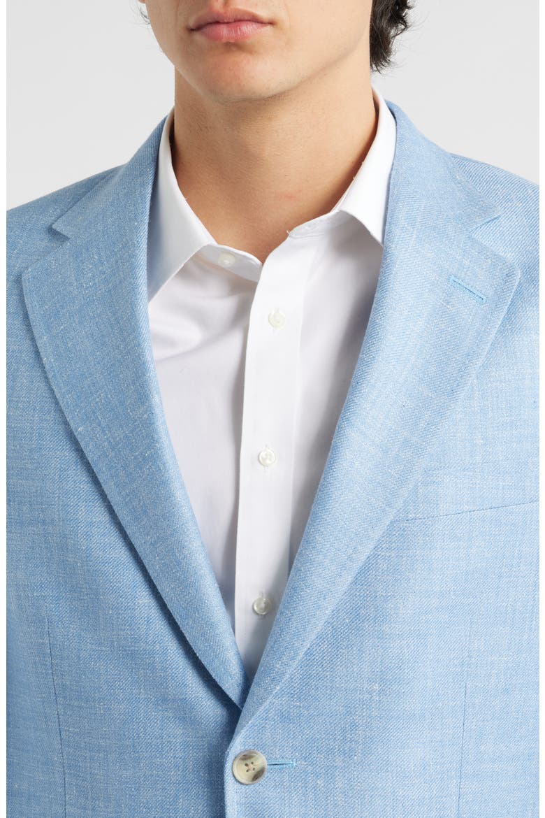 Hyperlight Soft Light Blue Mélange Silk & Linen Blend Sport Coat, Alternate, color, LIGHT BLUE