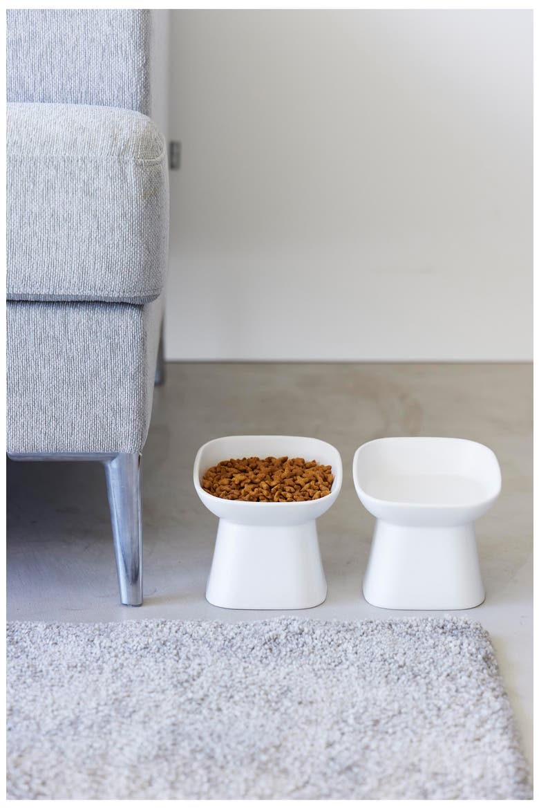 Tilted Pet Food Bowl, Alternate, color, WHITE