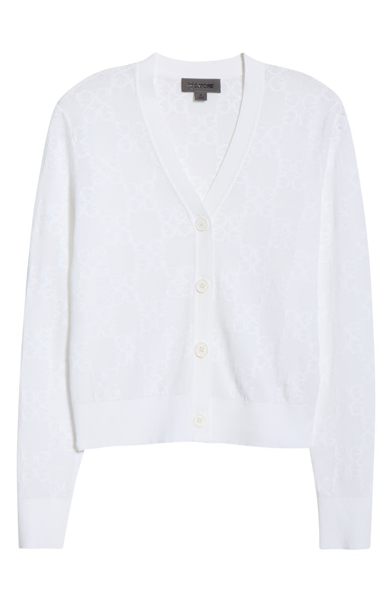 G/FORE Pointelle Knit Button Front Cardigan, Alternate, color, Snow