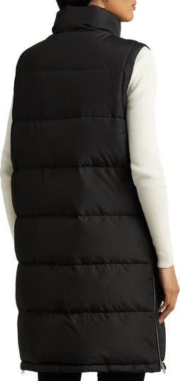 Long puffer vest with fur hood sale