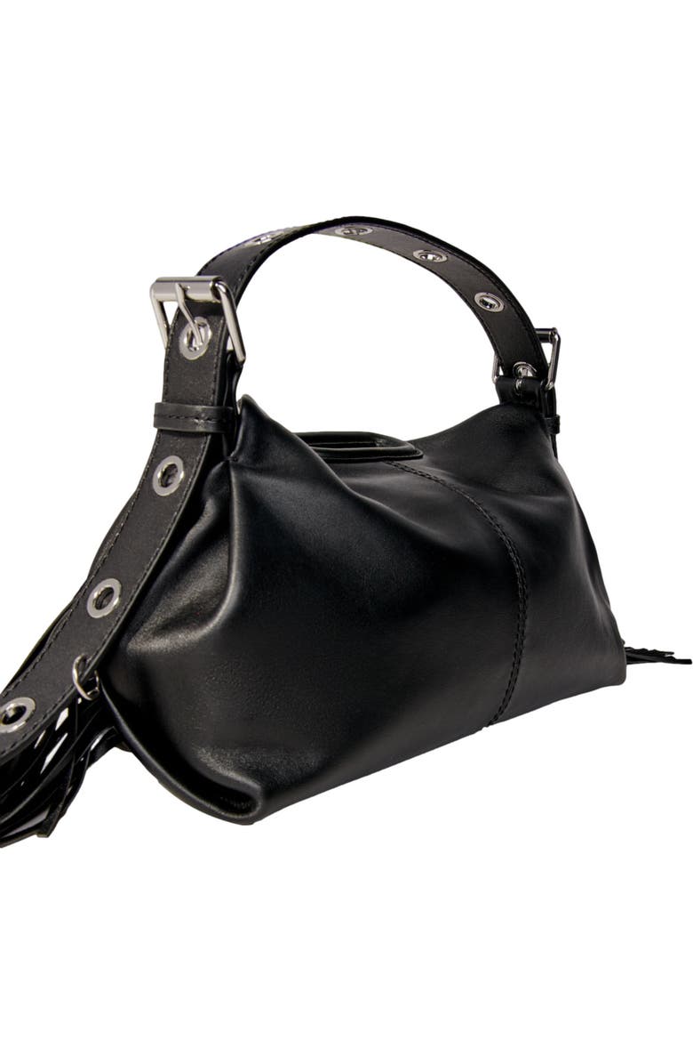 maje Smooth leather Miss M bag, Alternate, color, Black