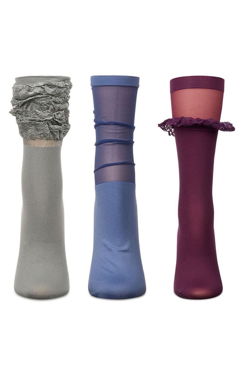 MeMoi Assorted 3-Pack Crew Socks, Alternate, color, Gray Multi