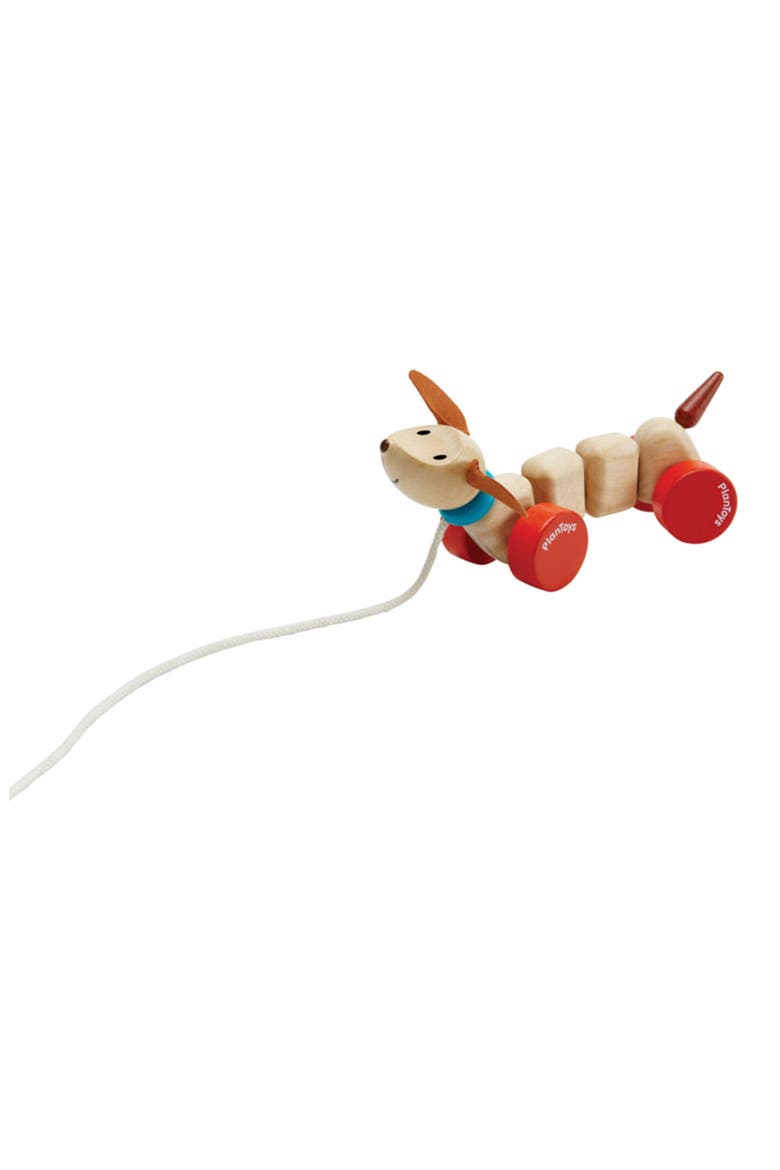 Happy Puppy Pull Along Toy, Alternate, color, NATURAL
