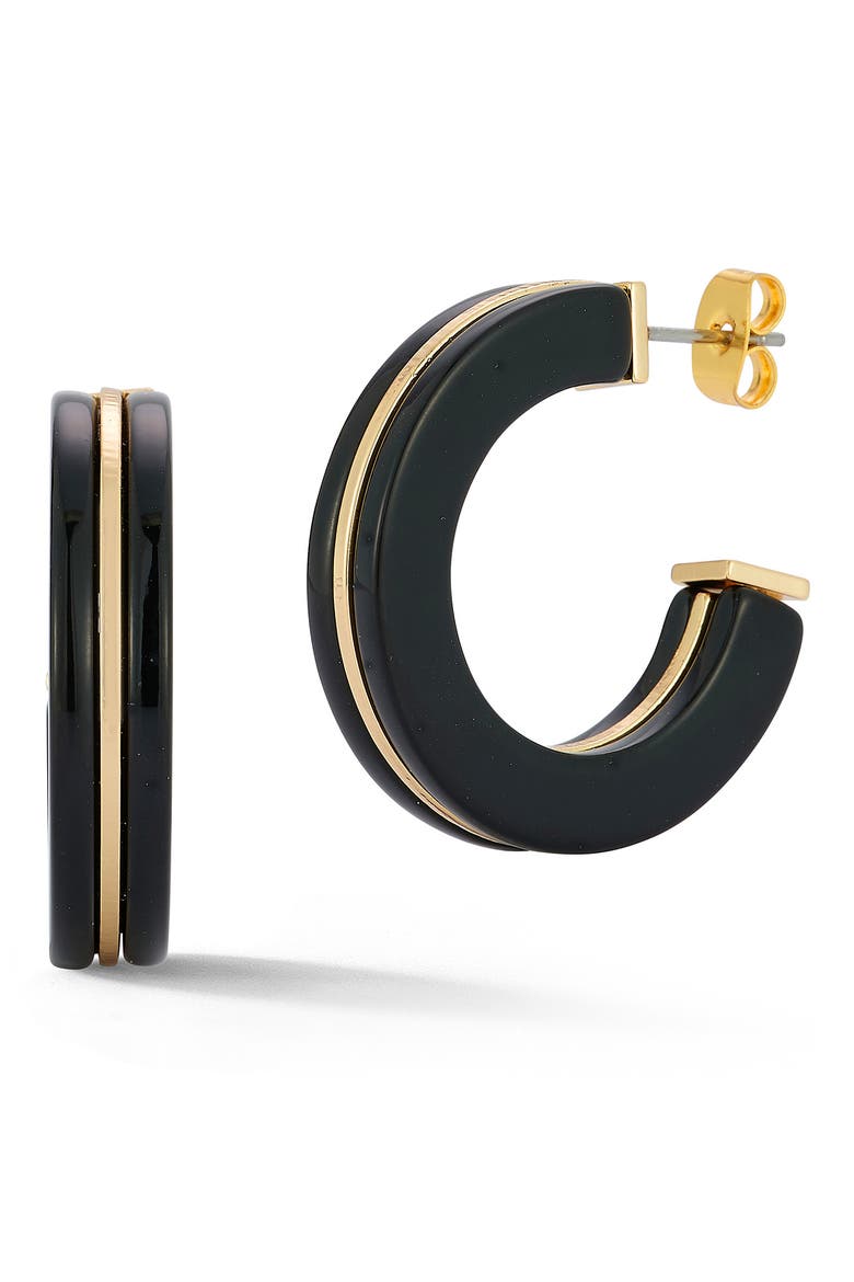 Resin Hoop Earrings, Main, color, GOLD/ BLACK