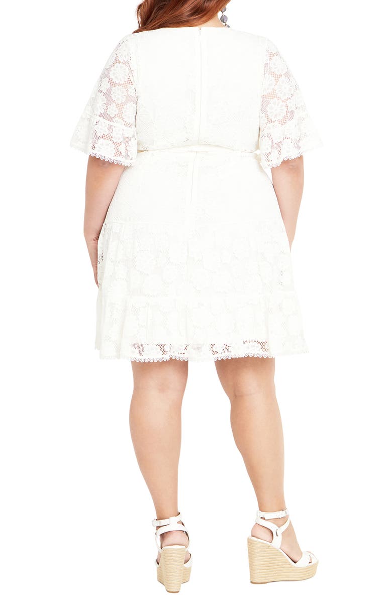 City Chic Garden Kisses Lace Faux Wrap Dress, Alternate, color, Ivory