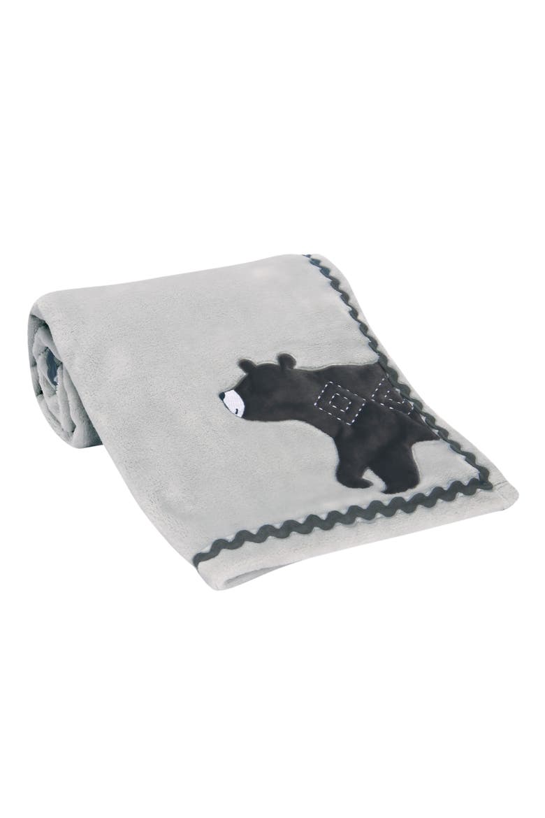 Woodland Forest Fleece Bear Nursery Baby Blanket, Alternate, color, Gray