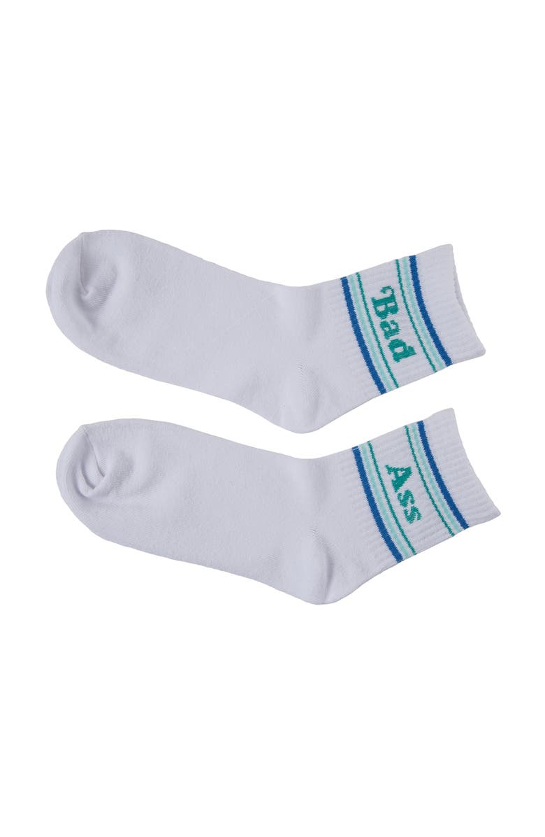 Totalee Gift Bad/Ass Socks Cotton White, Main, color, White