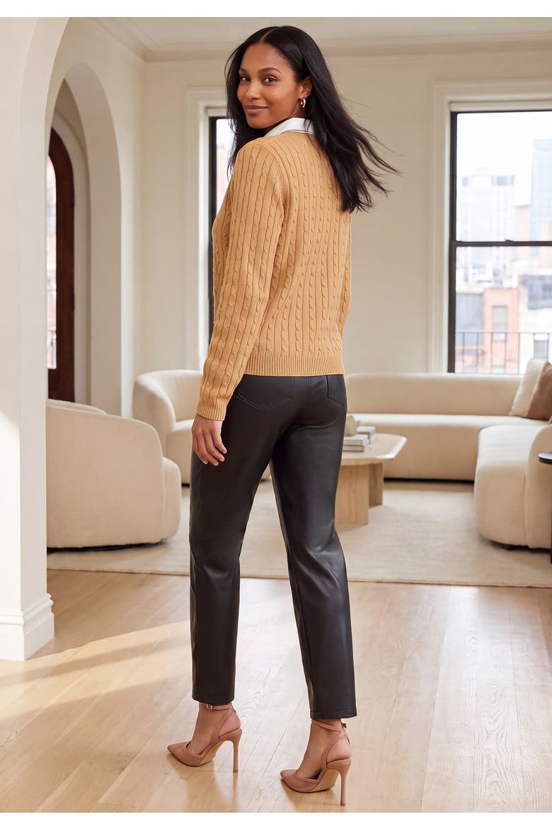 Cable Crewneck Sweater (plus), Alternate, color, RICH BROWN