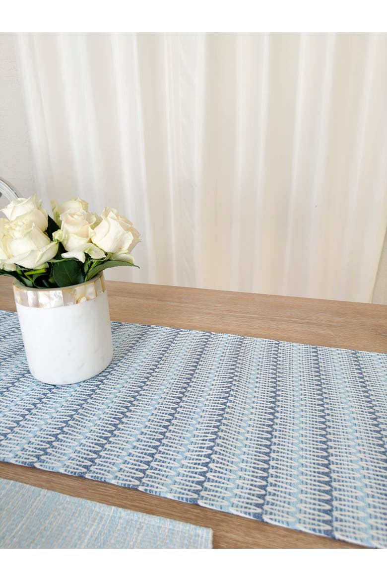 Summer Twist Indoor Outdoor Table Runner, Alternate, color, Blue