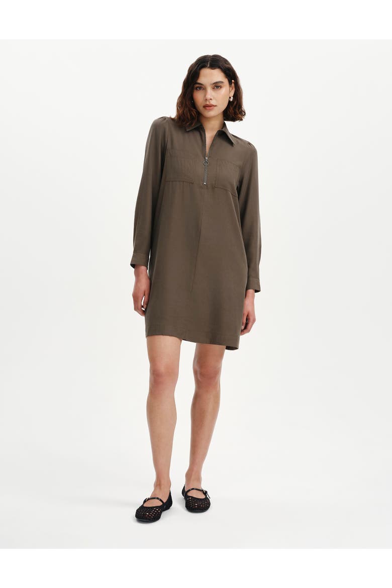 Enriko Zip Front Short Dress, Main, color, Khaki