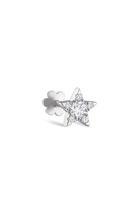 Diamond Star Threaded Stud Earring